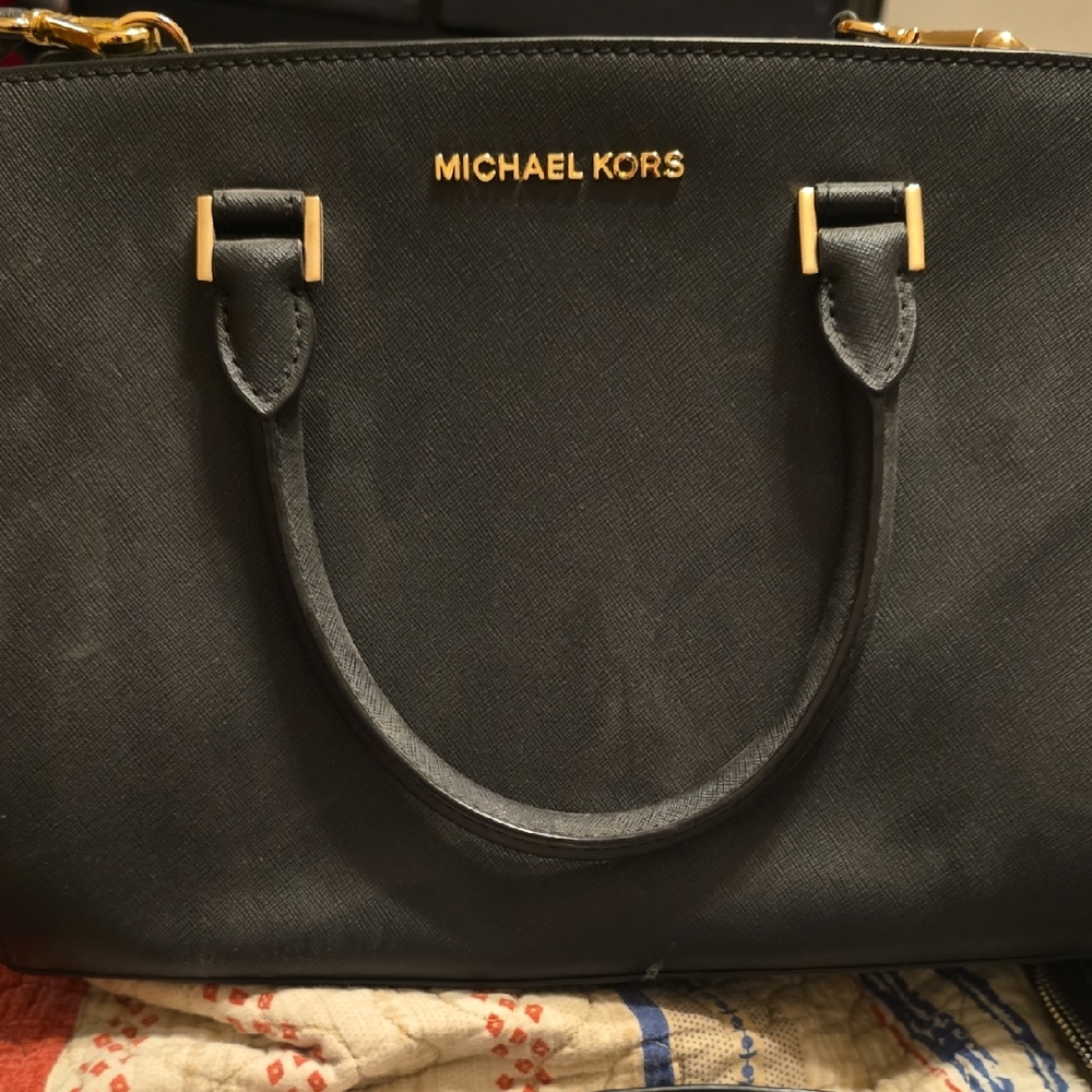 Michael Kors Black Satchel with Gold Accents